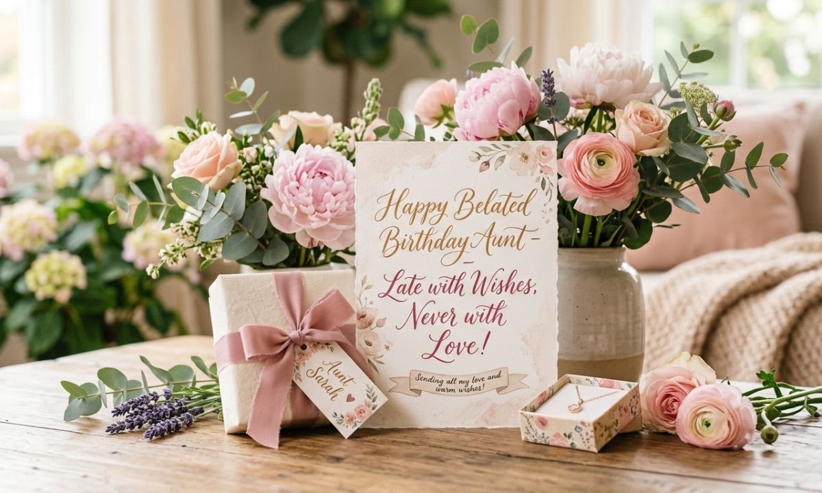 Belated Birthday Wishes for Aunt with Apology and Love