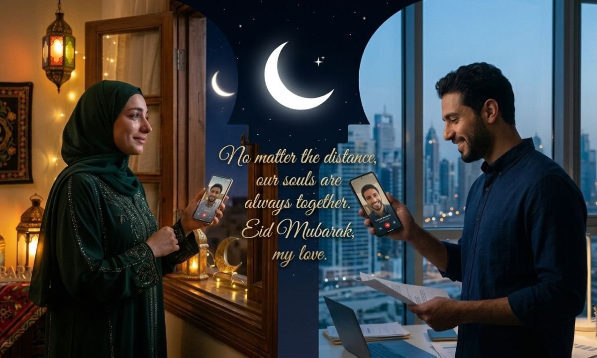 Deep Eid Mubarak Wishes for Husband in Abroad