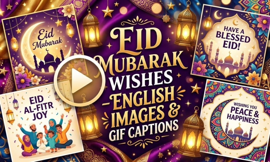 Eid Mubarak Wishes for Friends and Family in English Images and GIF Captions