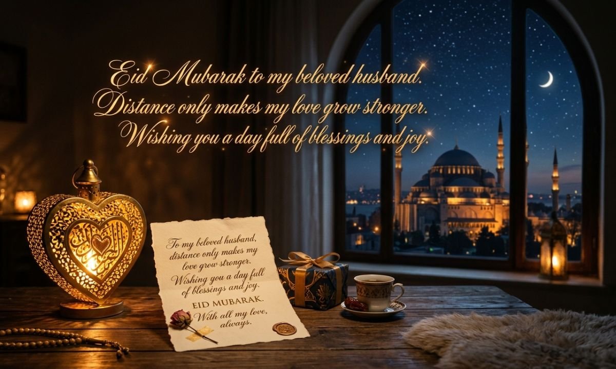 Love-Filled Eid Mubarak Wishes for Husband in Abroad