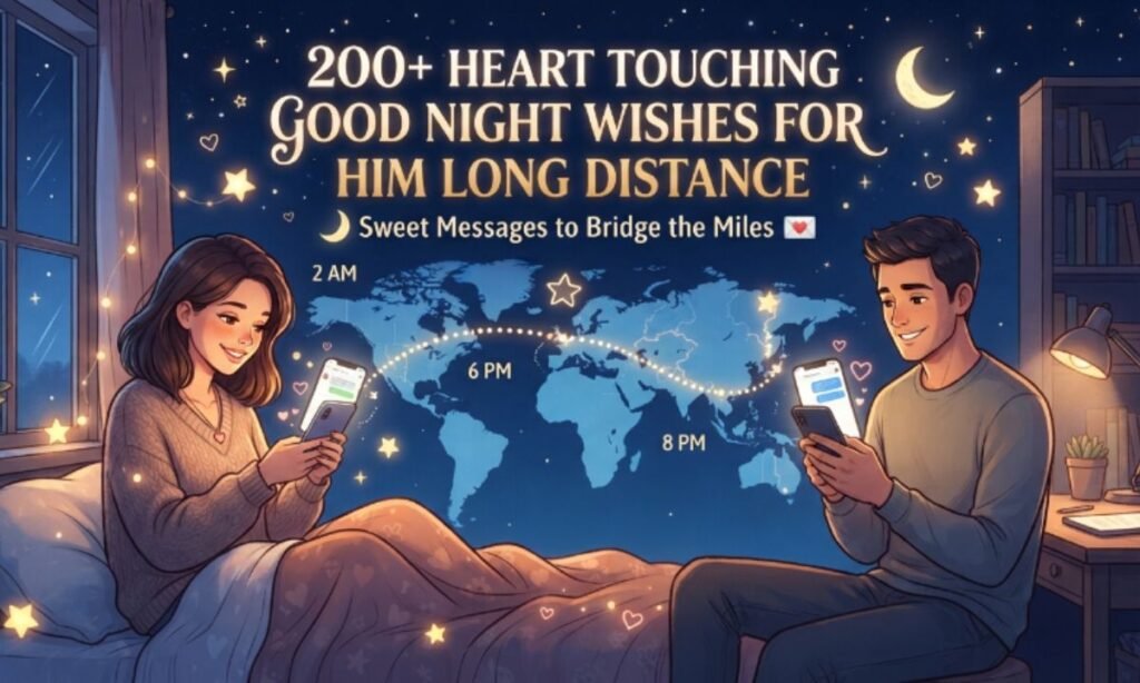 200+ Heart Touching Good Night Wishes for Him Long Distance 🌙 Sweet Messages to Bridge the Miles 💌